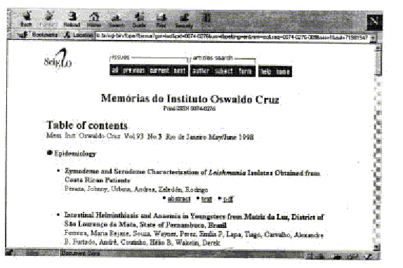 Fig. 9. Sitio SciELO Página que contiene el sumario de un volumen