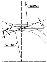 Figura 2. En torno a la determinación del radio menor de la línea práctica de engrane en el piñón y en la rueda