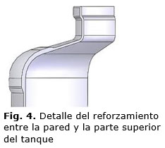 Fig. 4. Detalle del reforzamiento entre la pared y la parte superior del tanque