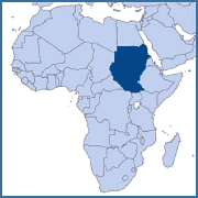 Image of an African regional map, with Sudan highlighted.