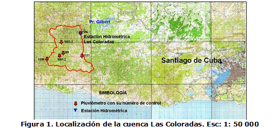 Figura 1. Localización de la cuenca Las Coloradas. Esc: 1: 50 000