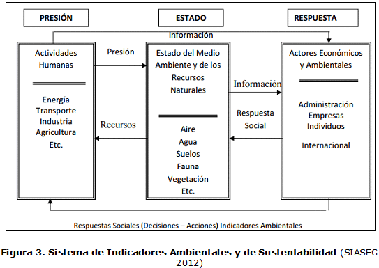 Figura 3. Sistema de Indicadores Ambientales y de Sustentabilidad (SIASEG 2012)